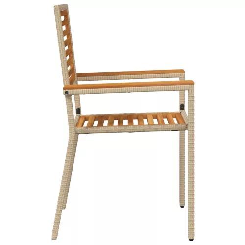  Kültéri Székek 4 pcs Krém, barna PE rattan, tömör akácfa