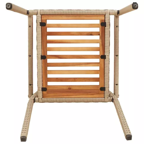  Kültéri Székek 4 pcs Krém, barna PE rattan, tömör akácfa