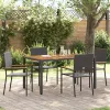  Kültéri Székek 4 pcs Krém, barna PE rattan, tömör akácfa