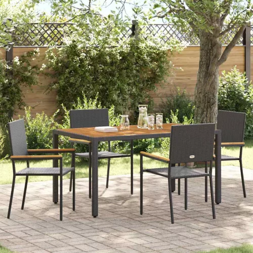  Kültéri Székek 4 pcs Krém, barna PE rattan, tömör akácfa