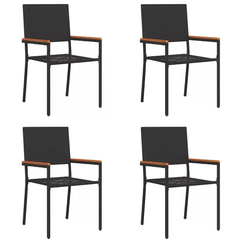  Kültéri Székek 4 pcs Krém, barna PE rattan, tömör akácfa