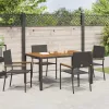  Kültéri Székek 4 pcs Krém, barna PE rattan, tömör akácfa