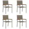  Kültéri Székek 4 pcs Szürke, Barna PE rattan, tömör akácfa