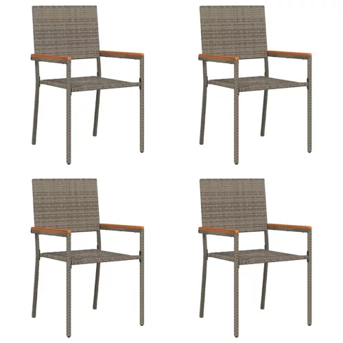  Kültéri Székek 4 pcs Szürke, Barna PE rattan, tömör akácfa