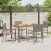  Kültéri Székek 4 pcs Szürke, Barna PE rattan, tömör akácfa