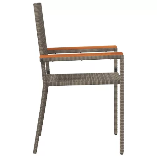  Kültéri Székek 4 pcs Szürke, Barna PE rattan, tömör akácfa