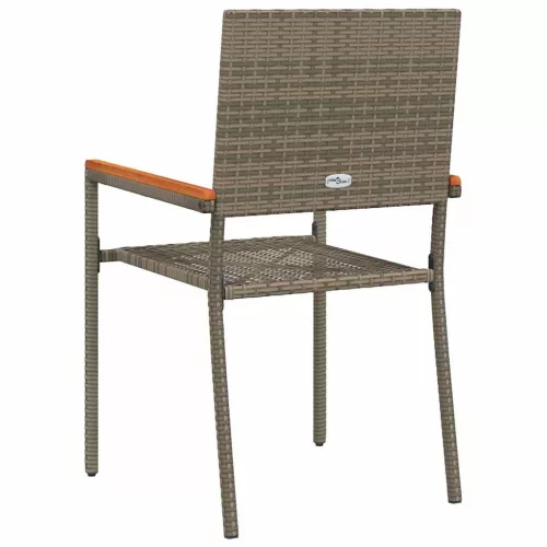  Kültéri Székek 4 pcs Szürke, Barna PE rattan, tömör akácfa