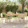  Kültéri Székek 4 pcs Krém, Barna PE rattan, tömör akácfa