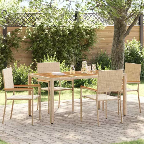  Kültéri Székek 4 pcs Krém, Barna PE rattan, tömör akácfa