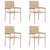  Kültéri Székek 4 pcs Krém, Barna PE rattan, tömör akácfa