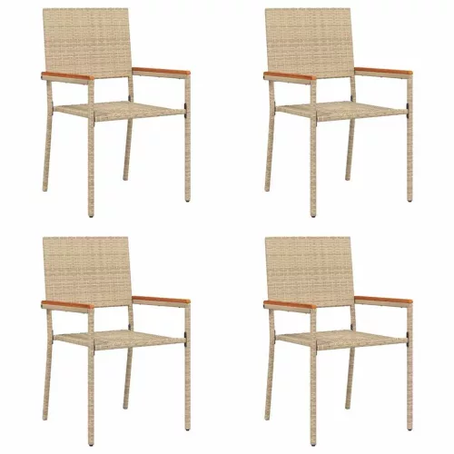  Kültéri Székek 4 pcs Krém, Barna PE rattan, tömör akácfa