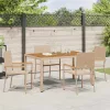  Kültéri Székek 4 pcs Krém, Barna PE rattan, tömör akácfa