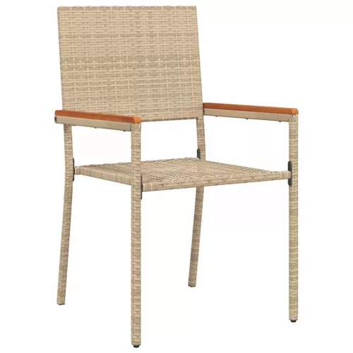  Kültéri Székek 4 pcs Krém, Barna PE rattan, tömör akácfa