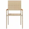  Kültéri Székek 4 pcs Krém, Barna PE rattan, tömör akácfa