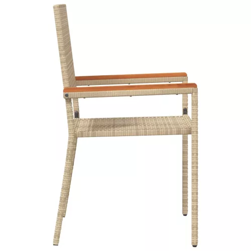  Kültéri Székek 4 pcs Krém, Barna PE rattan, tömör akácfa
