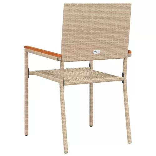  Kültéri Székek 4 pcs Krém, Barna PE rattan, tömör akácfa