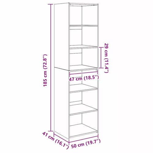  Cabinet Fekete tölgy 50 x 41 x 185 cm Faanyag