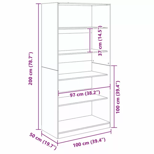  Ruhásszekrény polcokkal Fekete tölgy 100 x 50 x 200 cm Faanyag