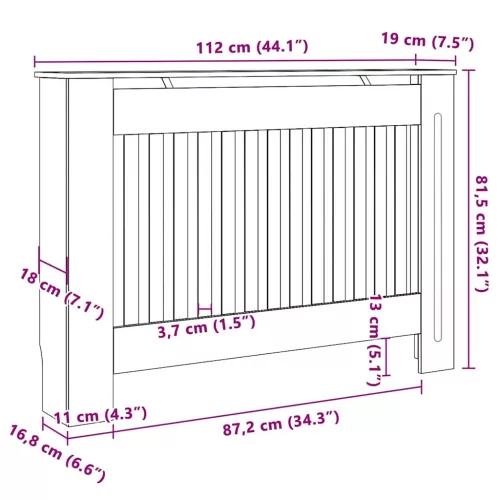  Radiátor fedezék 2 pcs Fekete 112 x 19 x 81.5 cm Faanyag