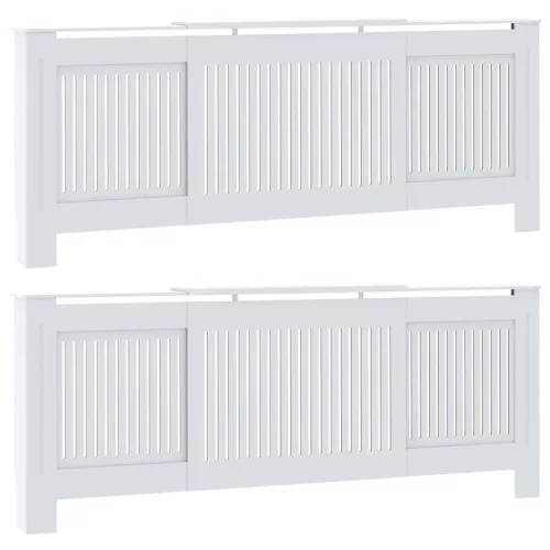  Radiátor fedezék 2 pcs Fehér (142-205) x 20.5 x 81.5 cm Faanyag