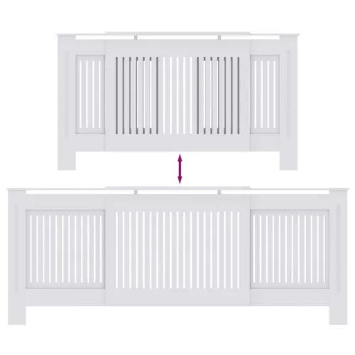  Radiátor fedezék 2 pcs Fehér (142-205) x 20.5 x 81.5 cm Faanyag