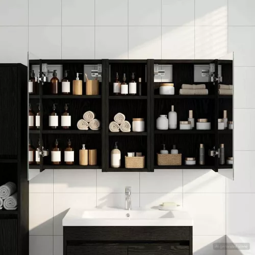  Fürdőszobai Szekrény Szett 3 pcs 80 x 10,5 x 50 cm Faanyag