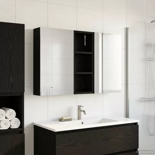  Fürdőszobai Szekrény Szett 3 pcs 80 x 10,5 x 50 cm Faanyag