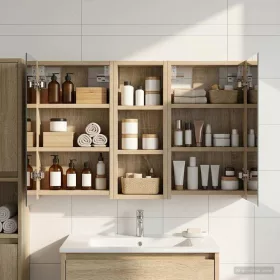    Fürdőszobai Szekrény Szett 3 pcs 80 x 10,5 x 50 cm Faanyag