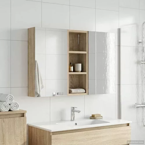  Fürdőszobai Szekrény Szett 3 pcs 80 x 10,5 x 50 cm Faanyag