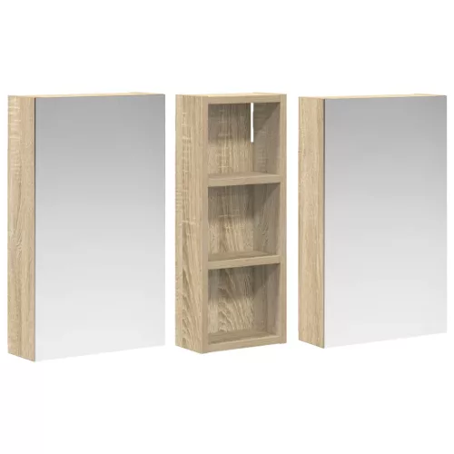  Fürdőszobai Szekrény Szett 3 pcs 80 x 10,5 x 50 cm Faanyag