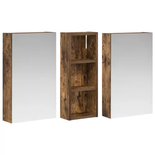  Fürdőszobai Szekrény Szett 3 pcs 80 x 10,5 x 50 cm Faanyag