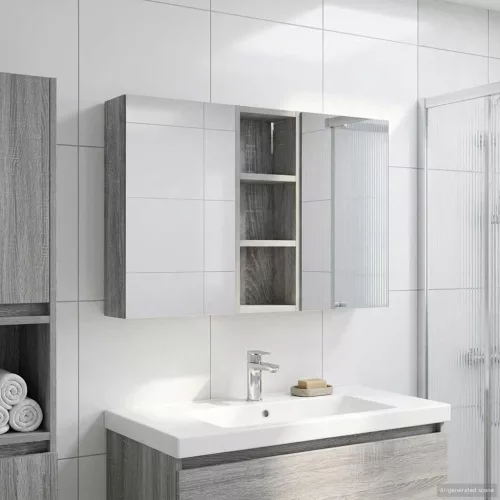  Fürdőszobai Szekrény Szett 3 pcs 80 x 10,5 x 50 cm Faanyag