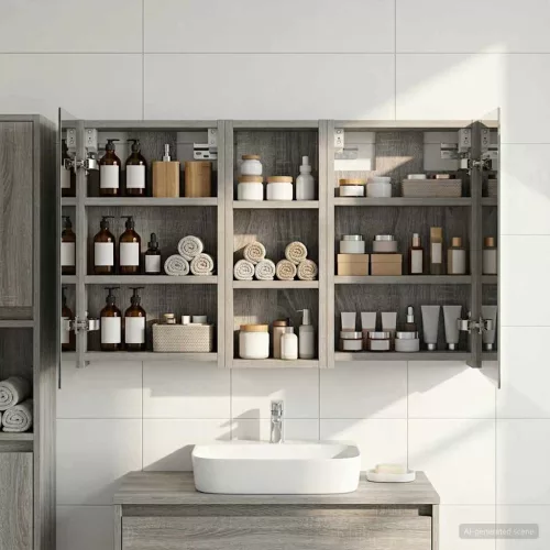  Fürdőszobai Szekrény Szett 3 pcs 80 x 10,5 x 50 cm Faanyag