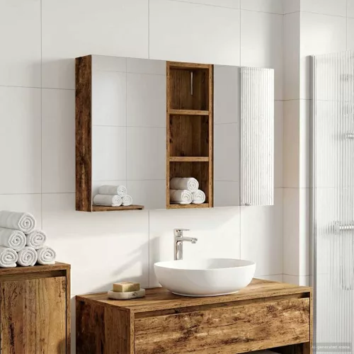  Fürdőszobai Szekrény Szett 3 pcs 80 x 10,5 x 50 cm Faanyag