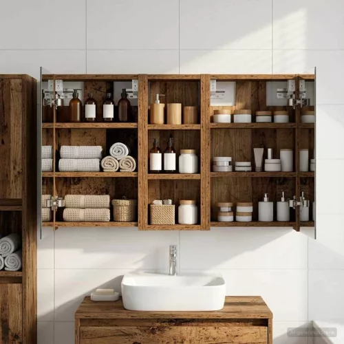  Fürdőszobai Szekrény Szett 3 pcs 80 x 10,5 x 50 cm Faanyag