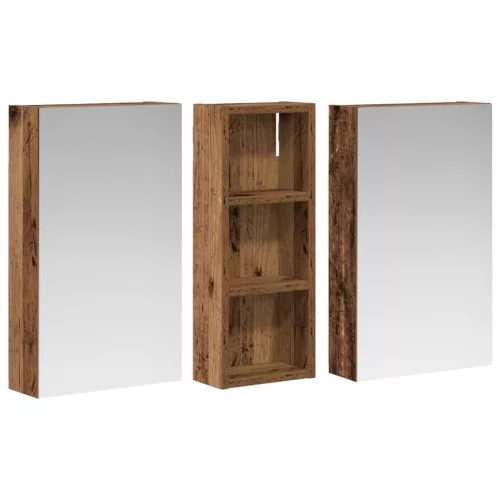  Fürdőszobai Szekrény Szett 3 pcs 80 x 10,5 x 50 cm Faanyag