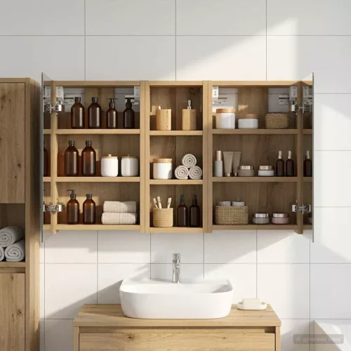  Fürdőszobai Szekrény Szett 3 pcs 80 x 10,5 x 50 cm Faanyag