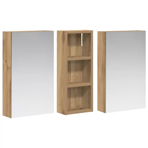  Fürdőszobai Szekrény Szett 3 pcs 80 x 10,5 x 50 cm Faanyag