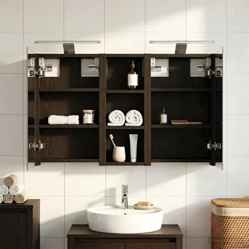  Fürdőszobai Szekrény Szett 3 pcs 80 x 10,5 x 50 cm Faanyag