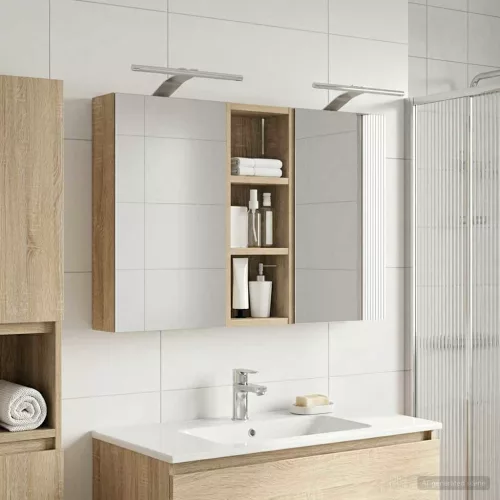  Fürdőszobai Szekrény Szett 3 pcs 80 x 10,5 x 50 cm Faanyag