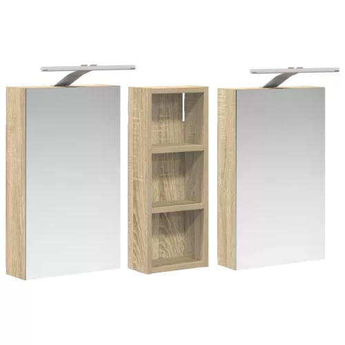  Fürdőszobai Szekrény Szett 3 pcs 80 x 10,5 x 50 cm Faanyag