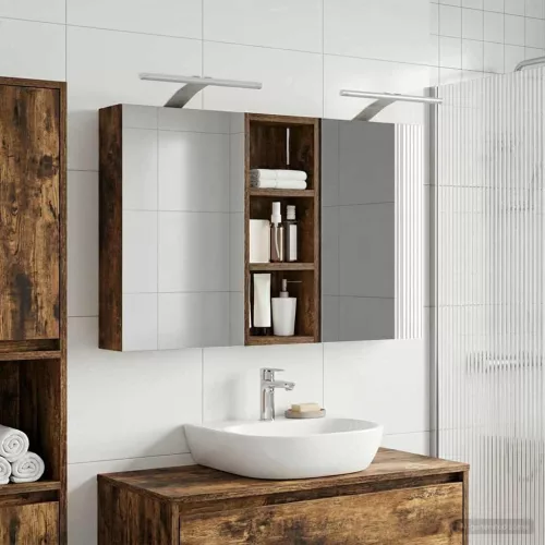  Fürdőszobai Szekrény Szett 3 pcs 80 x 10,5 x 50 cm Faanyag