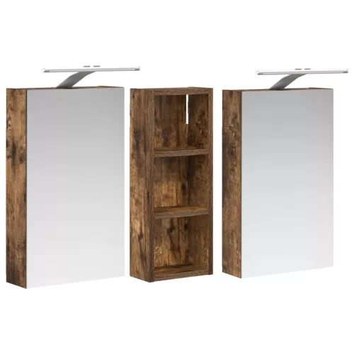  Fürdőszobai Szekrény Szett 3 pcs 80 x 10,5 x 50 cm Faanyag