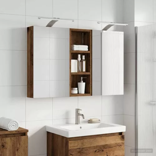  Fürdőszobai Szekrény Szett 3 pcs 80 x 10,5 x 50 cm Faanyag