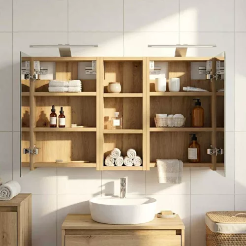  Fürdőszobai Szekrény Szett 3 pcs 80 x 10,5 x 50 cm Faanyag