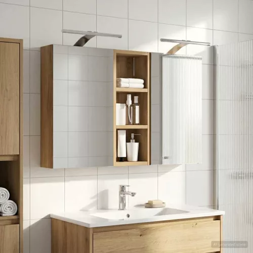  Fürdőszobai Szekrény Szett 3 pcs 80 x 10,5 x 50 cm Faanyag