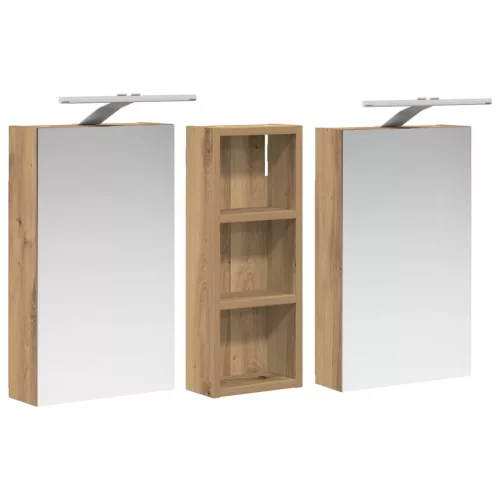  Fürdőszobai Szekrény Szett 3 pcs 80 x 10,5 x 50 cm Faanyag