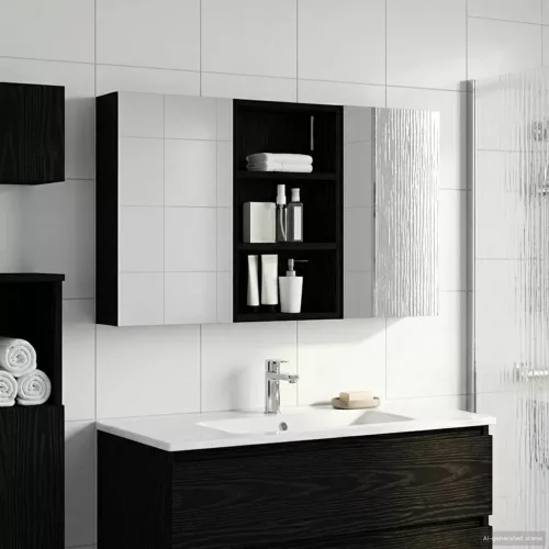  Fürdőszobai Szekrény Szett 3 pcs 90 x 10,5 x 50 cm Faanyag