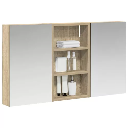  Fürdőszobai Szekrény Szett 3 pcs 90 x 10,5 x 50 cm Faanyag