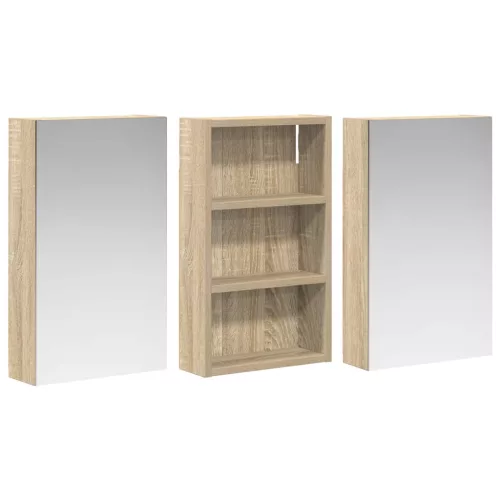  Fürdőszobai Szekrény Szett 3 pcs 90 x 10,5 x 50 cm Faanyag